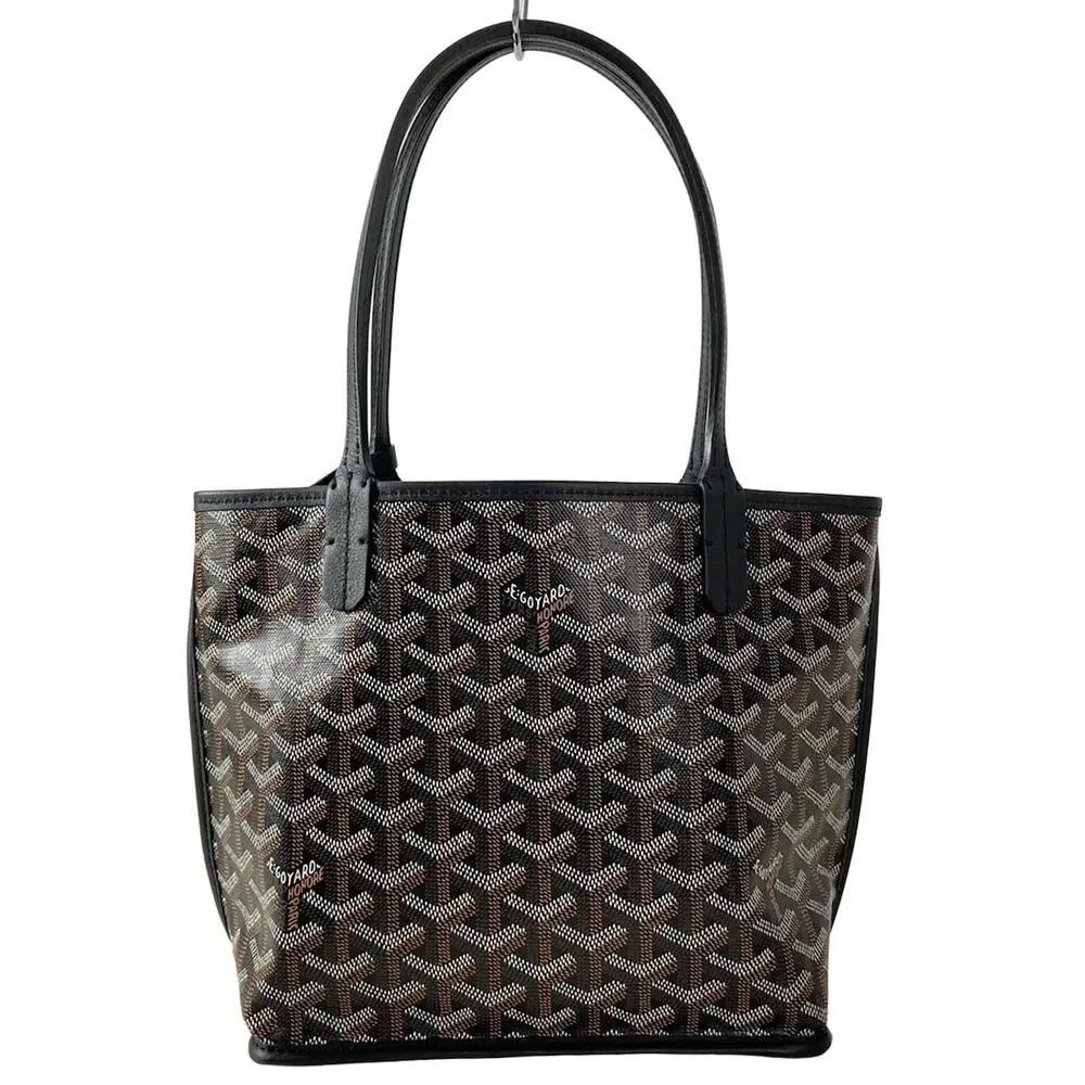 Goyard Ange Mini Handbag Black Dark Brown White chevroche calfskin Canvas